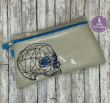 DIGITAL DOWNLOAD Geometric Skull Zippered Bag Lined and Unlined
