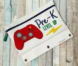 DIGITAL DOWNLOAD ITH Pencil Pouch Pre K Level Up Applique Binder Bag 4 Sizes Included