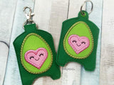 DIGITAL DOWNLOAD Applique Heart Avocado Sanitizer Holder Set Eyelet and Snap Tab Options Included